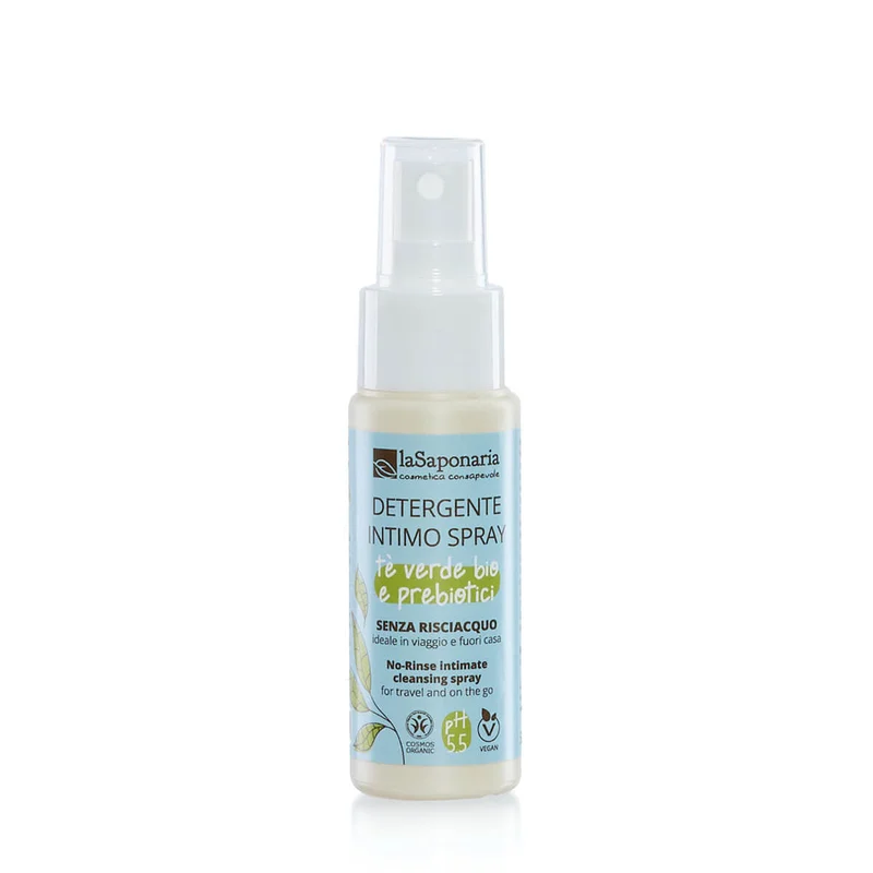 LA SAPONARIA Intimo Detergente Spray Senza Risciacquo - Tè Verde Bio & Prebiotici 50ml - Detergenti Intimi
