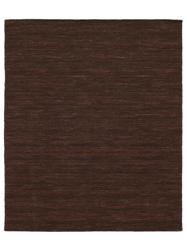 Villamatto Yksivärinen Handloom Flat Tummanruskea Matto