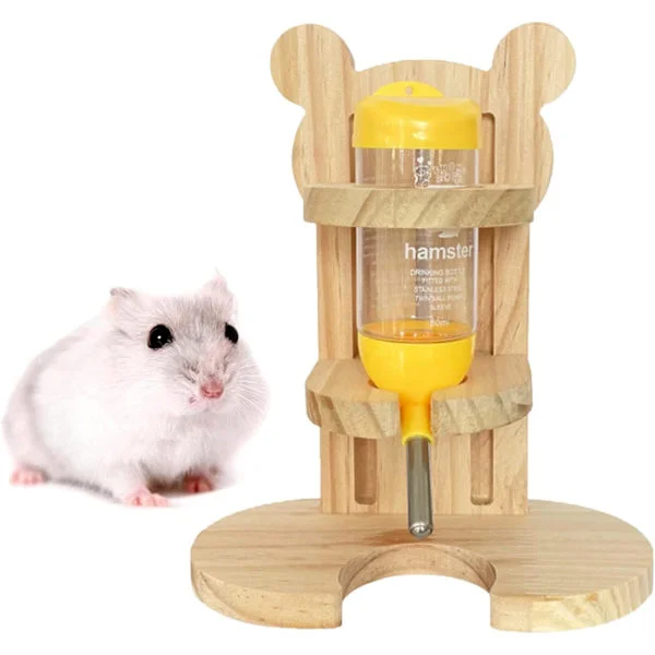 Liten vattenflaska för djur med justerbart stativ och krok, läckagesäker dispenser, lämplig för hamstrar, marsvin och gerbiler.