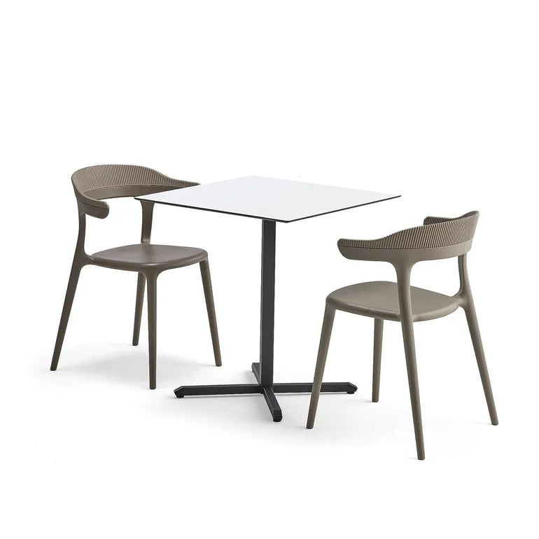 Canteen package BECKY + CREEK, 1 table and 2 taupe chairs