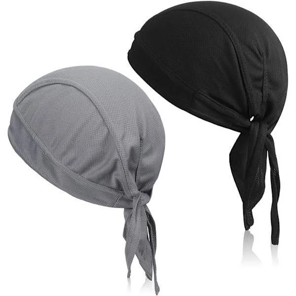 2 stk. Bandana for menn Hodeskallehette Sportsbandana Pustende sykkelsolbeskyttelse Justerbar Durag Piratbandana Pannebånd Hatt Sykkelcapser