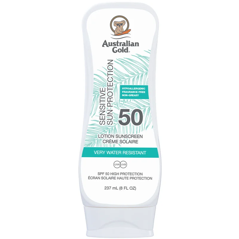 Australian Gold Lotion Sensitive Skin SPF 50 237ml - Latte solare corpo alta prot.