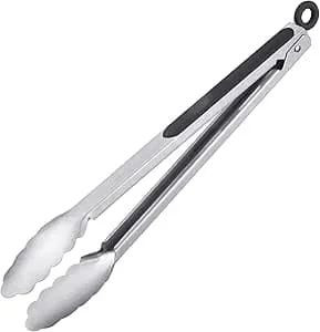 Grillklype + Serveringsklype, med håndtak i rustfritt stål og gummierte grep, Lengde: 34,3 cm, Rustfritt stål/Plast, Sølv/Svart
