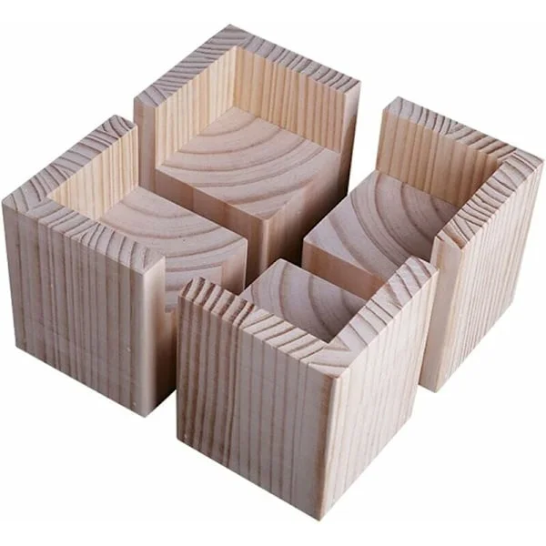 4 Pakning Møbelbein i Tre, Skrivebord Seng Bein Møbelløfter Opptil for Skrivebord Bord Seng (Størrelse: 5x5x5cm)..