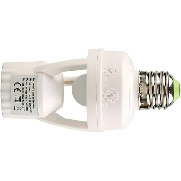 Rörelsedetektorlampa, E27-lampa med rörelsedetektor, 10-300 sekunders fördröjning, 100-240V-kontakt, rörelsedetektor, smart hembelysning - D