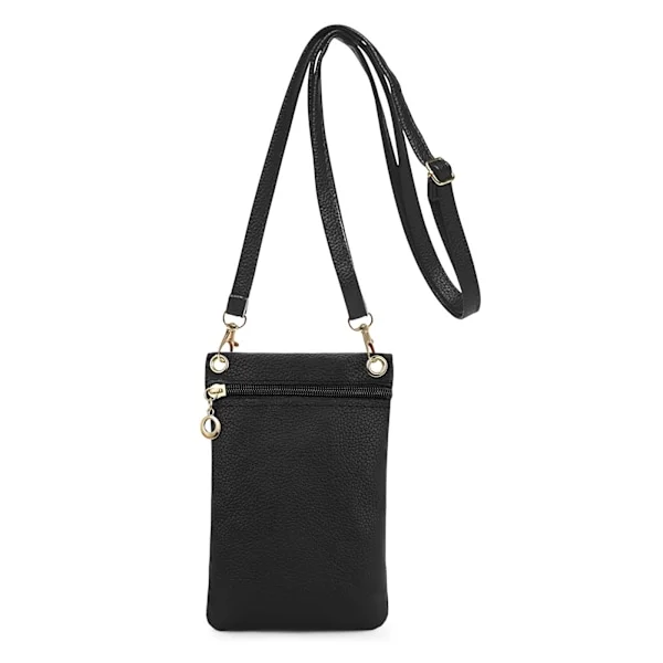 Liten Mobilväska, Mjuk Mobilväska i PU-läder för Damer, Mobilficka Crossbody Mobilväska - Svart