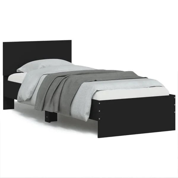 vidaXL Sängstomme med sänggavel Svart 75x190 cm Konstruerat trä 838660