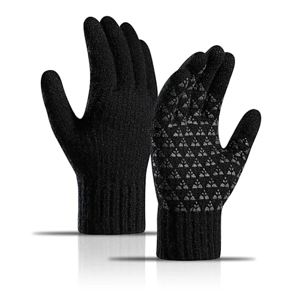 Varma stickade vinterhandskar Anti-halk Pekskärm Slouchy Handskar Termisk Fleecefodrad Stretchiga Handskar Herr och Dam Utomhus S