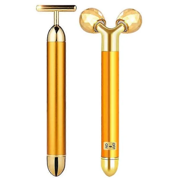 24k Beauty Bar Golden Ansiktsmassager, 3d Roller Elektrisk Sonic Energy Beauty Bar
