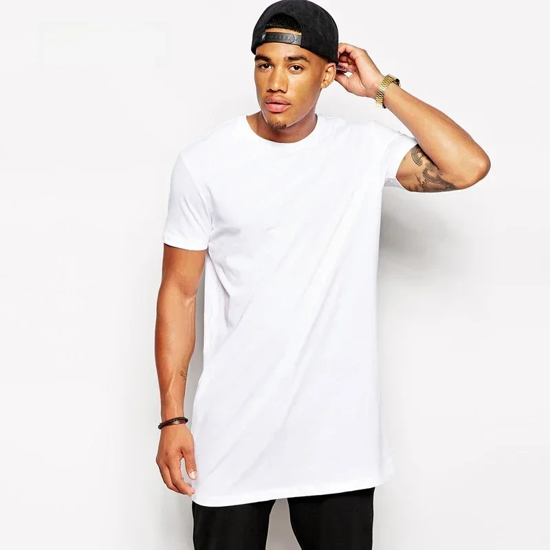 AliExpress - T-shirts décontractés blancs pour hommes 2026 MRMT, coupe longue, style Hip Hop, t-shirts extra longs pour homme, t-shirt long pour homme