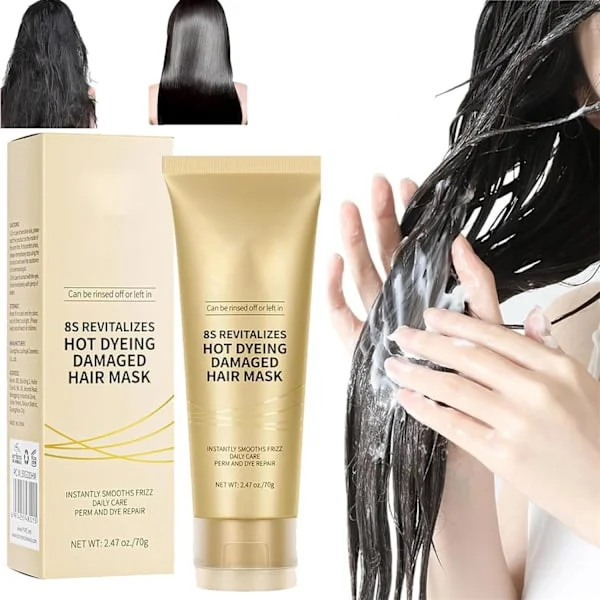 8S Revitaliserande Hårmask för Skadat Hår, Professionell Keratinbehandling, Djupbalsam för Torrt, Skadat Hår, Naturlig, Vegansk, Återfuktande och 