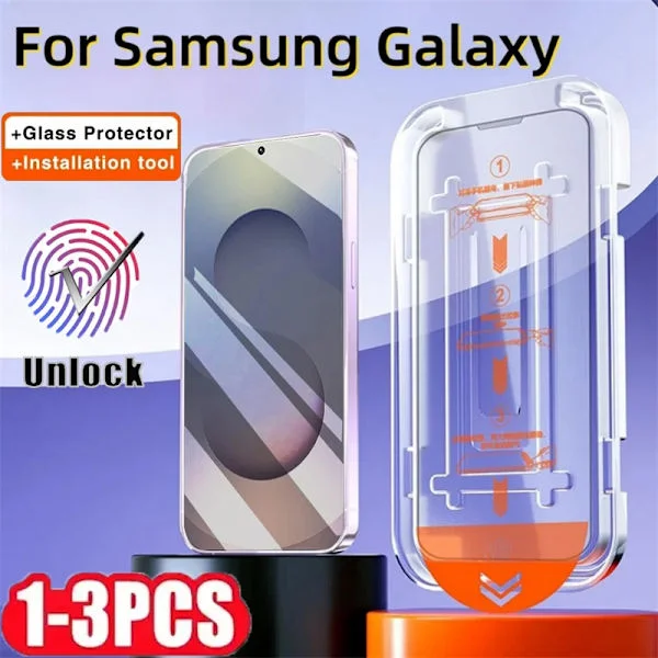 Oleofobisk beläggning härdat glas kompatibelt Samsung Galaxy S25 S24 Ultra Plus skärmskydd kompatibelt Samsung S25 Edge dammfritt fodral