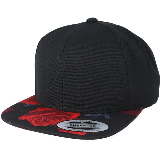 Yupoong - Roses Black/Red Snapback Snapback Red Cap - @ Hatstore