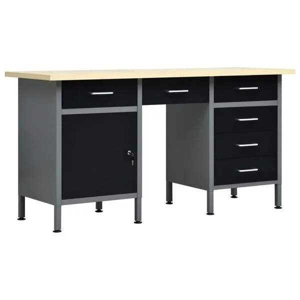 vidaXL Arbetsbänk svart 160x60x85 cm stål