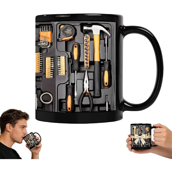 Værktøjskasse Kaffekrus Mekaniker Kaffekop med Trykt Værktøjsdesign Den Ultimative Mekaniker Værktøjskasse Krus Gave til Mand & Far