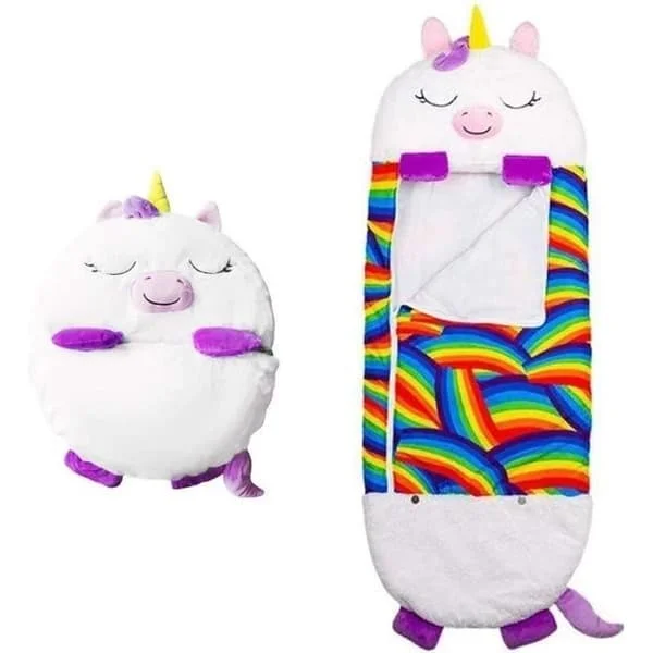 (Väri(t): Pinkki) Makuupussi ja leikkityyny, suuri Happy Sleep Layers -makuupussi tyynyllä, lasten makuupussi, joululahja
