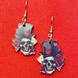 Rock n Roll n Roses Skull Earrings – Lightweight & Double-Sided Print