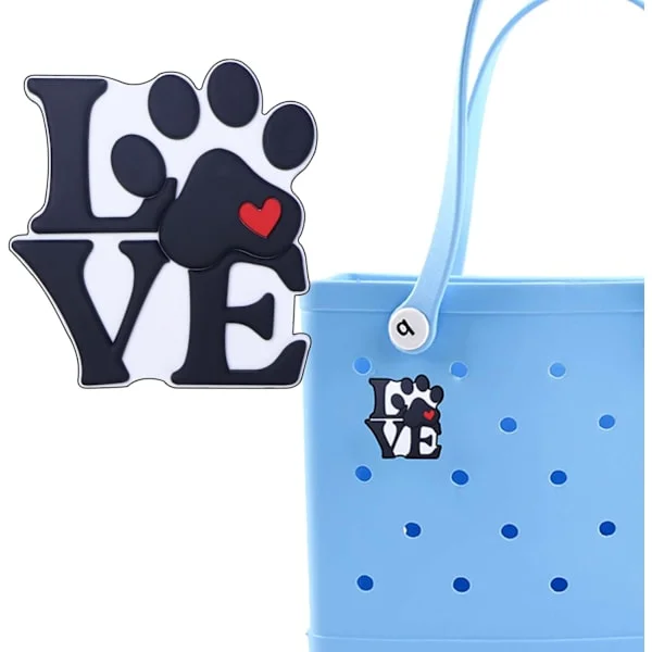 Strandveske Tilbehør PVC Gummi Veskeinnlegg Sjarm for Bogg Bag Hund Kjærlighet Innlegg Dekorativ for Strandveske Strandveske