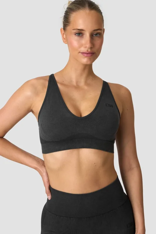 ICANIWILL - Sculpt Seamless V-neck Sports Bra Stone Wash Black - Sport-BH - Dam - Träningskläder från ICIW