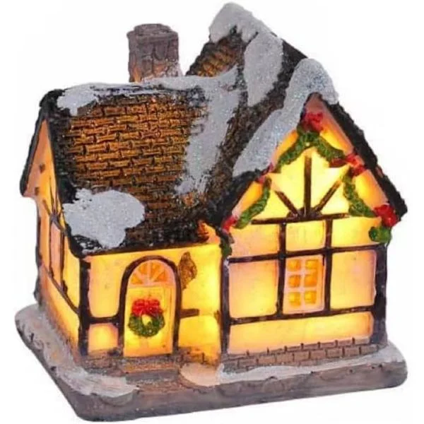 Julby-set (Fönsterdekoration, köks- och sovrumsdekor, LED-belysning Julby-stuga - Samlarutgåva)