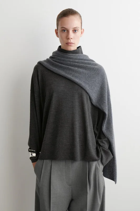 COS Merino Wool Turtleneck Jumper in Grey - Women