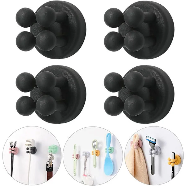 Silicone Toothbrush Holder 6 Pcs Multifunction Hook Razor Holder Waterproof Self-Adhesive Wall Mounted Single Hook for Wall or Glass for Hanging