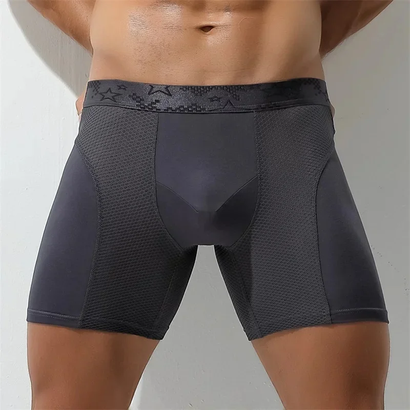 AliExpress - Extra lange Sportunterwäsche für Herren, Boxershorts, verschleißfestes Bein, Laufen, große Größe, atmungsaktive Trainings-Boxershorts