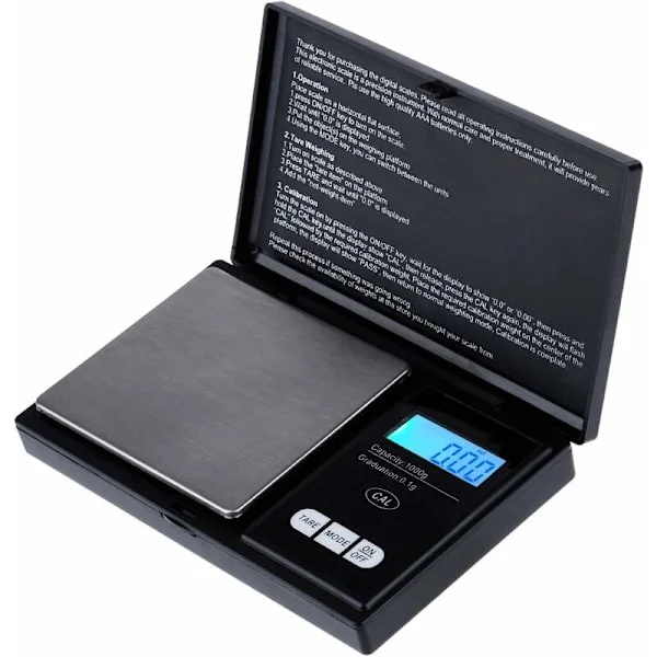 [RM] Digital Pocket Scales 1000g x 0.1g, Kitchen Scales, Jewelry Scales Mini Electronic Pocket Scales - Black