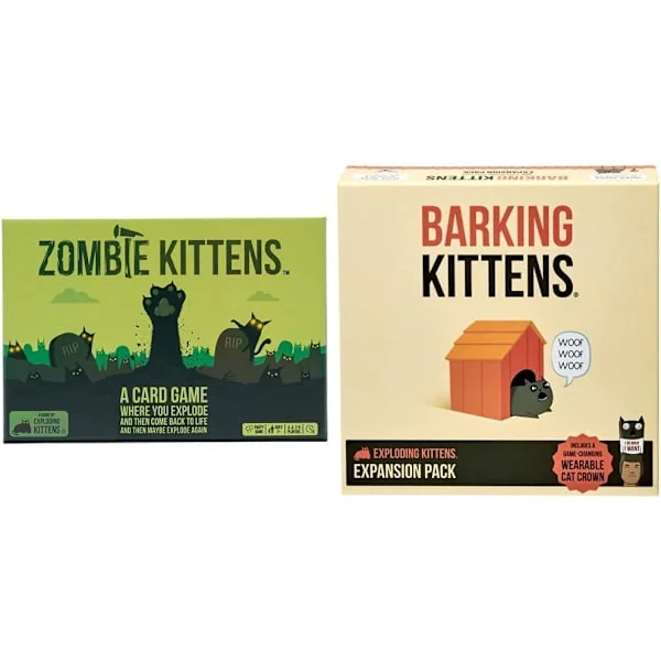 Zombie Kittens & Barking Kittens udvidelsespakke fra - Kortspil for voksne teenagere og børn - Sjove familiespil - Et roulette kortspil