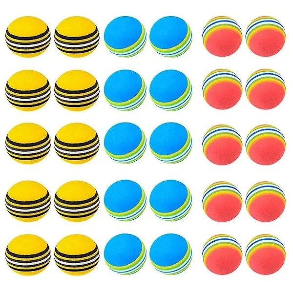 30 golfbollar, 42 mm mjuka svampbollar, inomhusgolfbollar, regnbågsfärgade EVA-mjukskumbollar