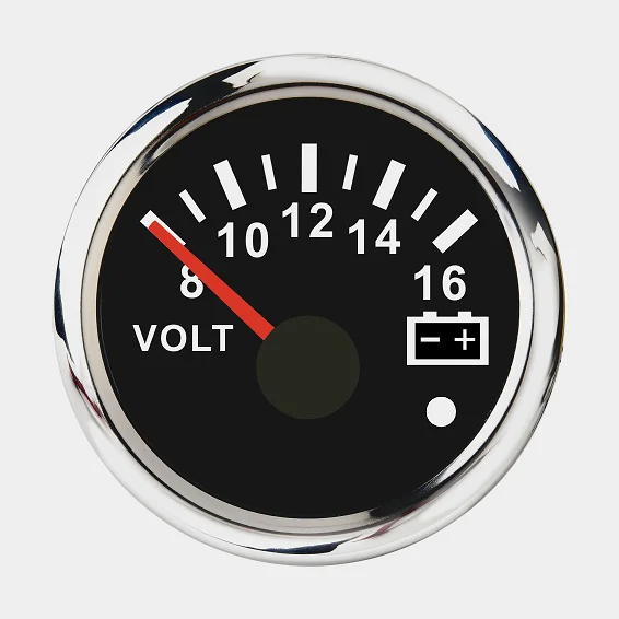 Voltímetro iGauge, sin niebla, Ø52 mm, 12 V, plata/negro, 8 - 16 V