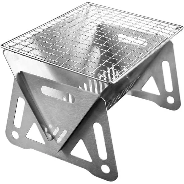Mini kannettava hiiligrilli, pieni ruostumattomasta teräksestä valmistettu retkigrilli