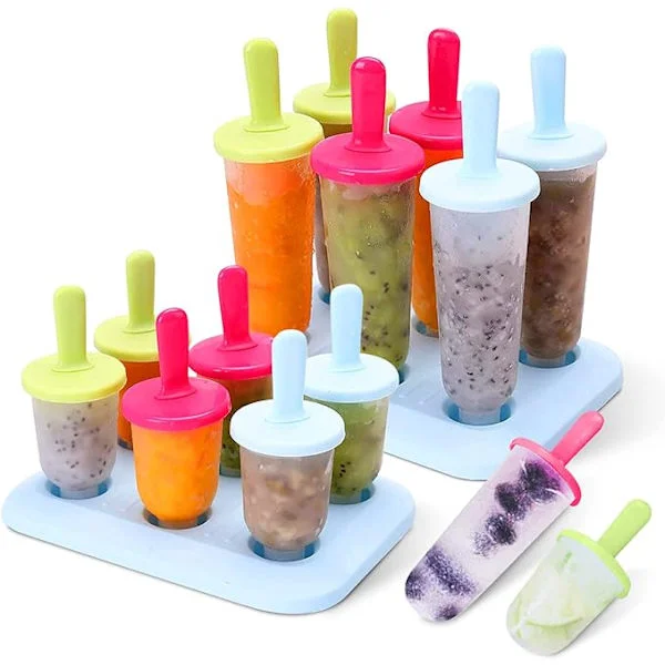 Glasforme, 12 isforme ispinde, isforme med plastikpinde, BPA-fri, små og store isforme