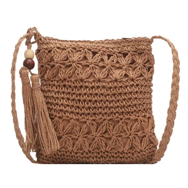 Women's Straw Bag, Women's Small Straw Fabric Shoulder Bag, Beach Straw Bag, Crocheted Crossbody Bag, Basket Bag Small Summer Bag Raffia Effect Bag 