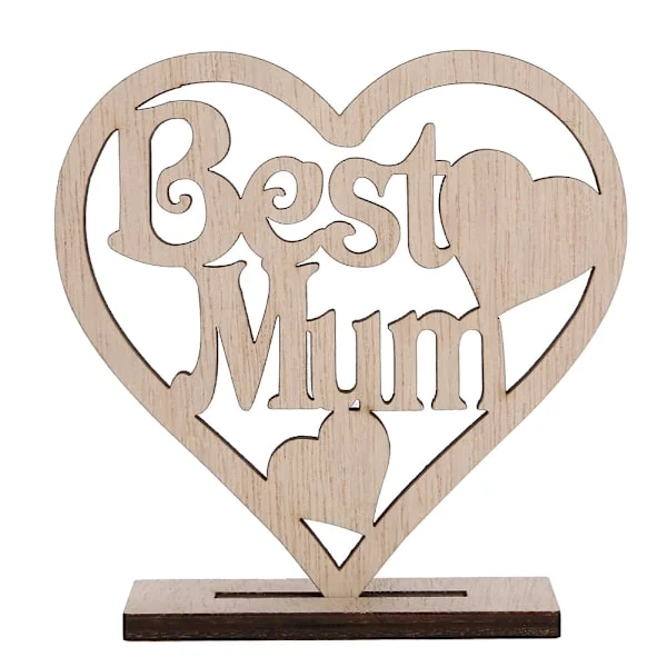 Wooden Heart Shaped Ornament Hollow Plywood Craft Gift Decoration for Birthday Mother's Day Best Mom