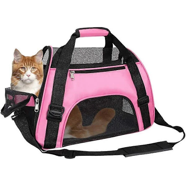 Pet Carrier, Airline Approved Duffel Bags, Portable Pet Travel Bag for Small Dogs, Cats and Puppies, Small Animals (S, Pink)