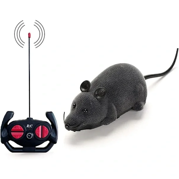 Museleke for katt, trådløs elektronisk RC-mus, rotte, kjæledyrleke, løpehjul, plysjrotte, jaktspøkegave til katter, hunder, kjæledyr, barn