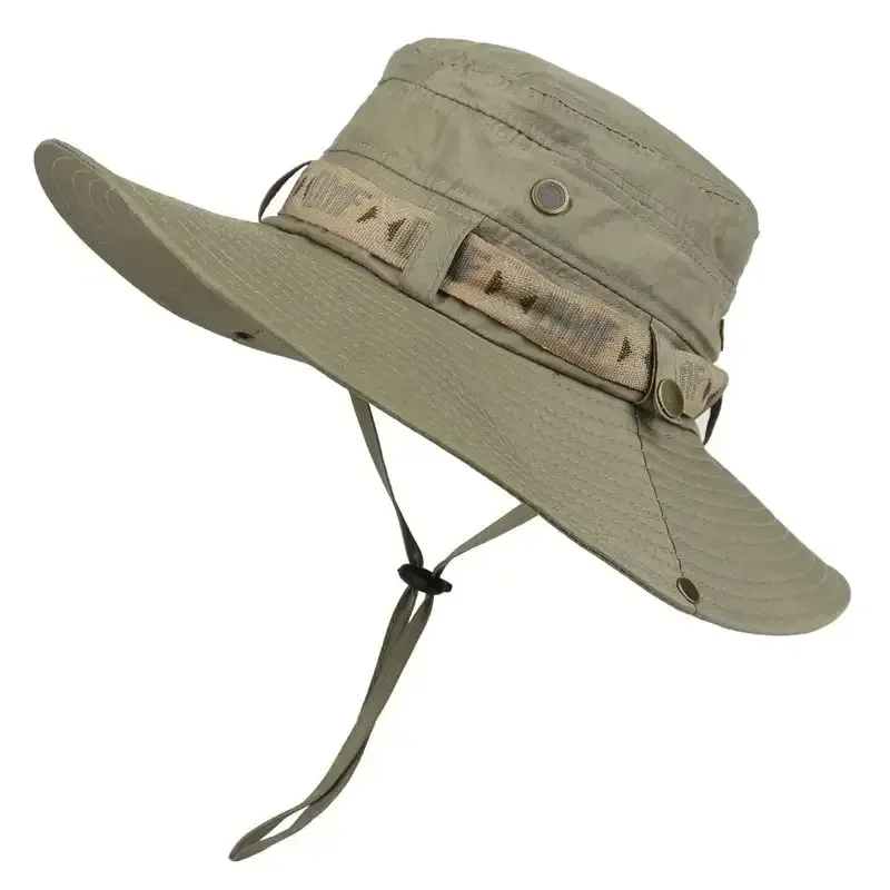 AliExpress - Sommer Männer Eimer Hut Im Freien UV Schutz Breiter Krempe Panama Safari Jagd Wandern Hut Mesh Fischer Hut Strand Sonnencreme Kappe