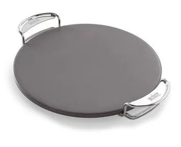 Weber-Crafted Glasert Pizzastein-Rund glasert pizzastein med støtteramme-Barbecue-Grilltillbehør