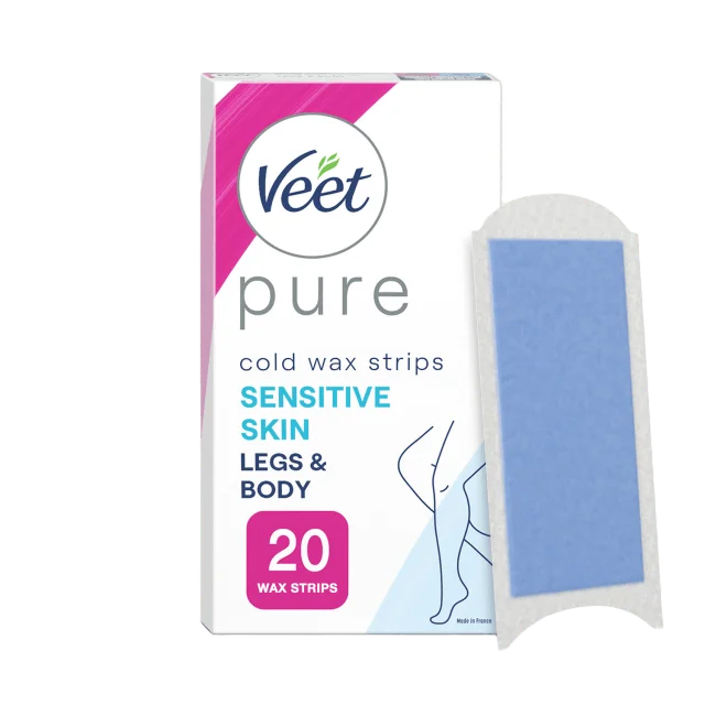 Veet Pure Legs Sensetive Cold Wax Strips Hårborttagning Unisex 20 PCS