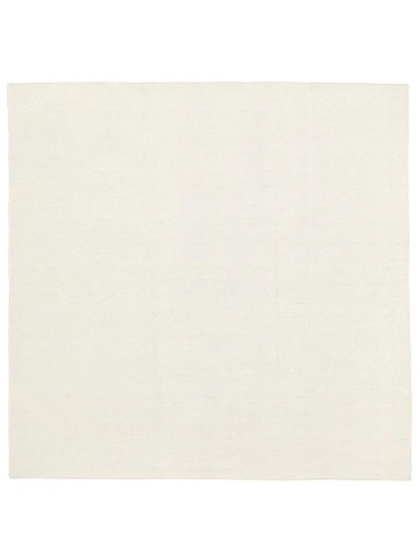 Plain (Single Colored) Large Handloom Flat Rug - Off White 250X250 Wool, Modern Style