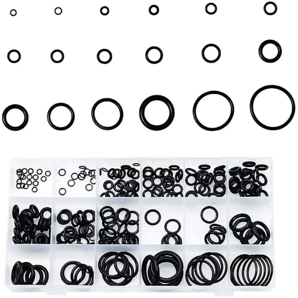 125-delars O-ringssats i gummi – 18 storlekar 3mm-22mm – Olje- och högtemperaturbeständig – Tätning för fordon och VVS – 125 delar