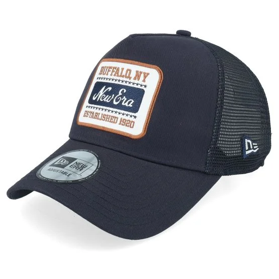 New Era - Blå trucker Caps - Patch Navy A-Frame Trucker @ Hatstore