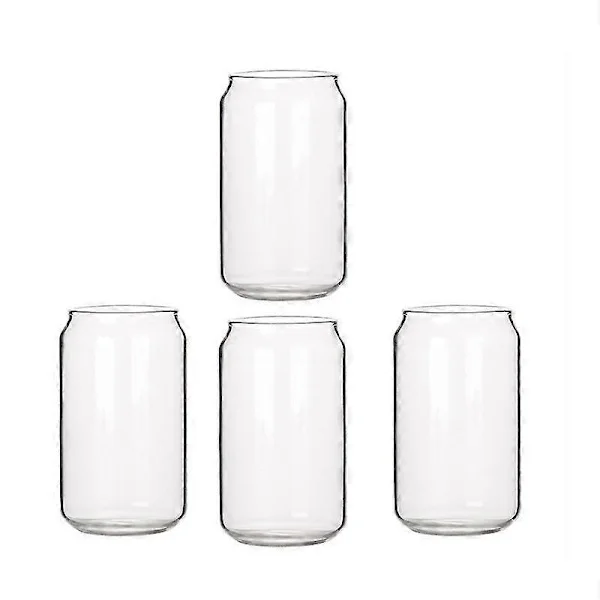 4 kpl Burkformade Glas Trendiga Vatten Mjölk Juice Enkel Juicekopp Ölglas Shakeglas Jälkiruokakuppi Colamugg, 400 ml