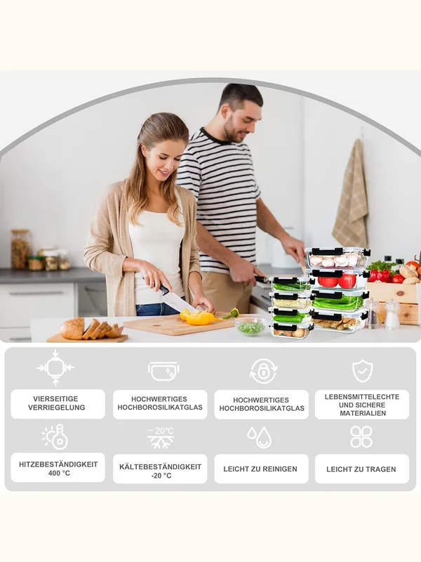 AliExpress - 1520/640ml Glass Food Storage Containers, Set of Airtight Containers with Steam Release Valves, BPA-Free, Kitchen Storage Boxes