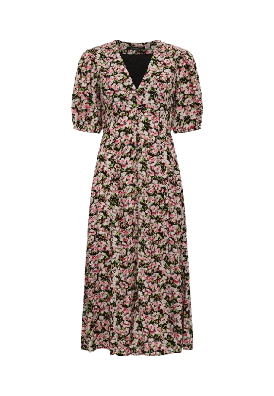 French Connection Molly Lizzie Eco Puff Sleeve Tea Dress Klänningar Dam Flerfärgad S
