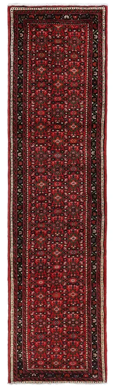 Orientalischer Hosseinabad Teppich 73X292 Läufer Schwarz/Dunkelrot (Wolle, )