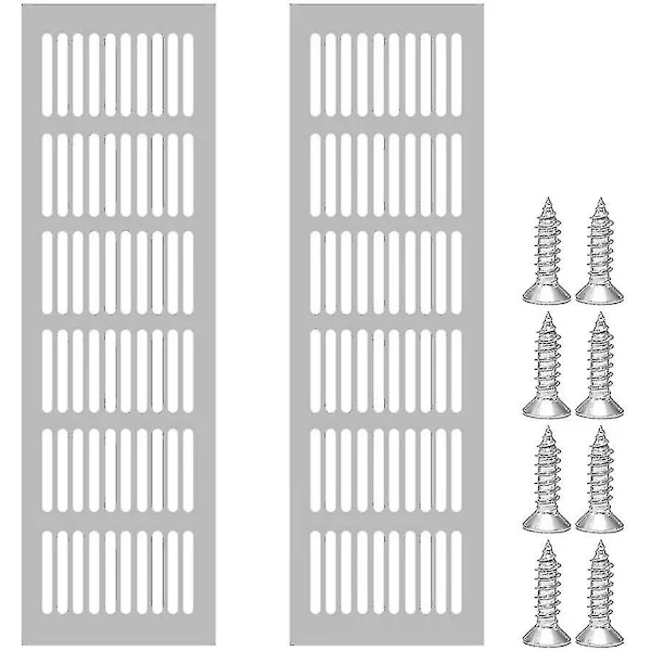 2 Stk. Rektangulær Ventilgitter, Aluminium Ventilgitter, Utendørs Ventilgitter 80x250mm