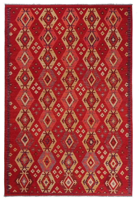 Kelim Afghan Old Style Matta 200X300 Mörkröd/Brun Ull