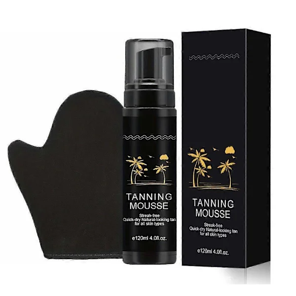 Mørk Selvbruner Mousse, Selvbruning Ansikt & Kropp, Selvbrunende Fuktighetsskum, Solfri Bronzer Solarium og Utendørs for Kvinner og Menn, Rask 